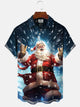 Camisa informal de manga corta con bolsillos y botones navideños de Alohadaddy