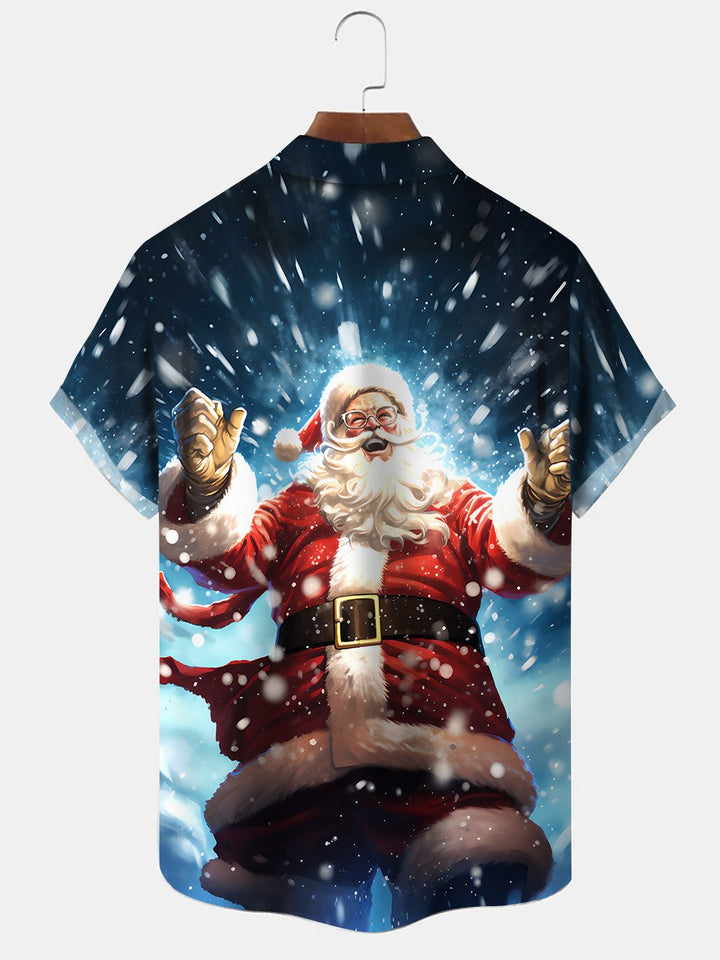 Alohadaddy Christmas Button Pocket Casual Short Sleeve Shirt
