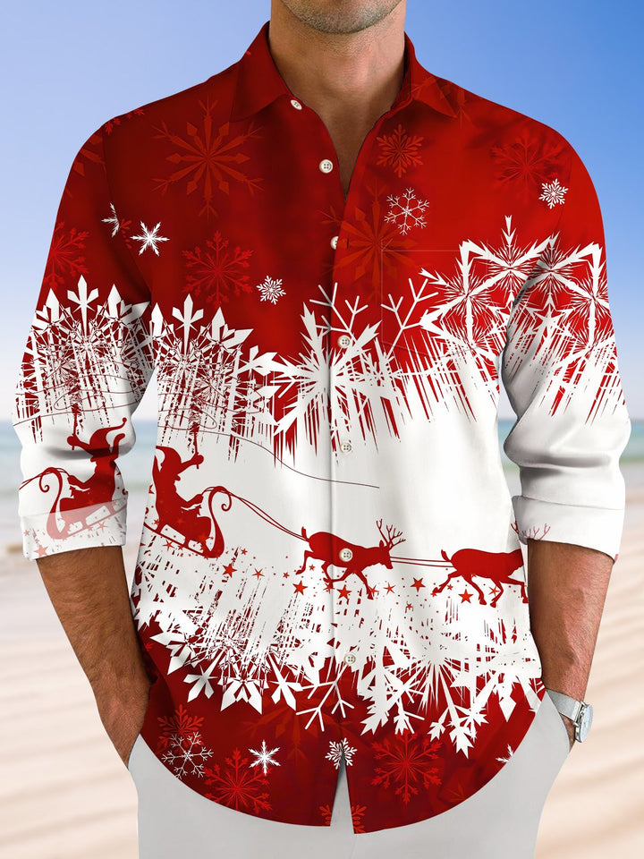 Alohadaddy Christmas Button Pocket Casual Long Sleeve Shirt