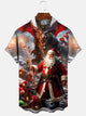Alohadaddy Christmas Dragon Button Pocket Casual Short Sleeve Shirt