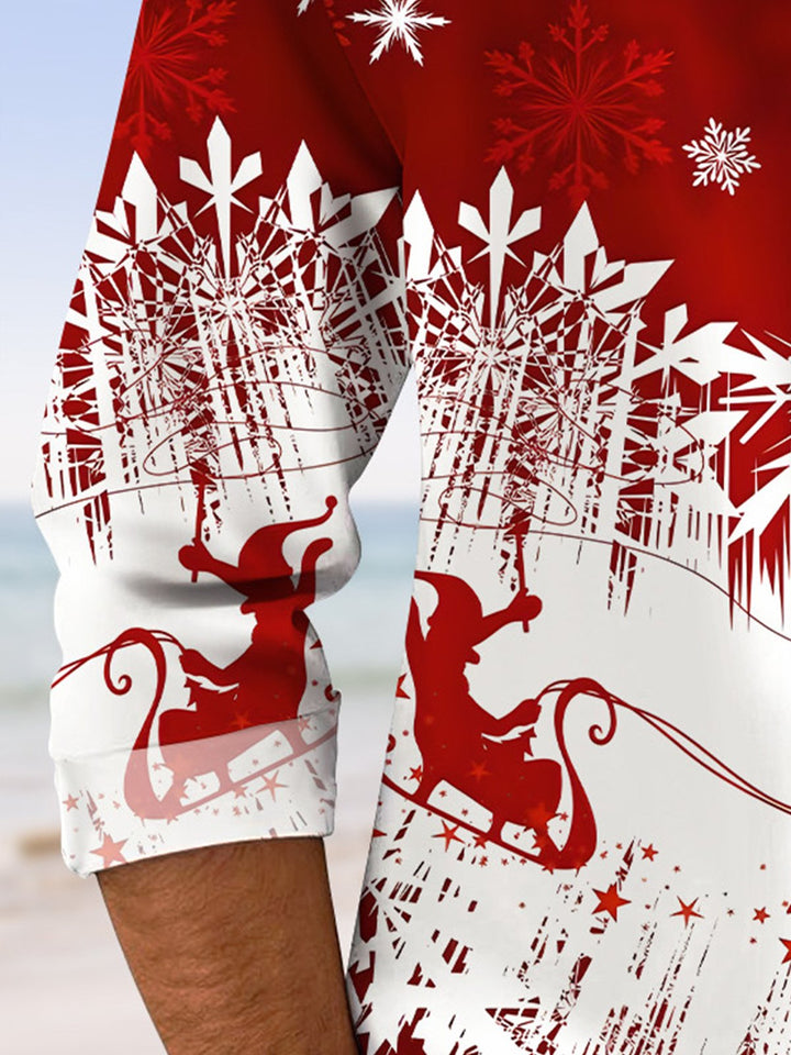 Alohadaddy Christmas Button Pocket Casual Long Sleeve Shirt