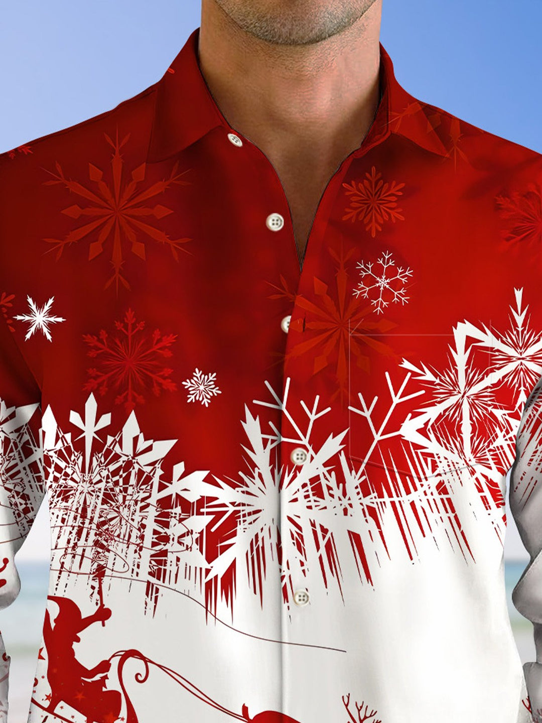 Alohadaddy Christmas Button Pocket Casual Long Sleeve Shirt