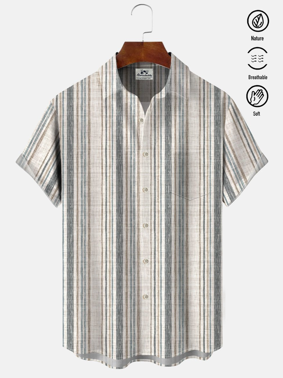 Alohadaddy Geometric Pattern Button Pocket Casual Bowling Commuter Short Sleeve Shirt