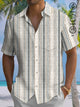 Alohadaddy Geometric Pattern Button Pocket Casual Bowling Commuter Short Sleeve Shirt