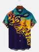 Alohadaddy Retro Music Contrast Button Pocket Casual Short Sleeve Shirt