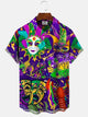 Alohadaddy Christmas Mask Button Pocket Casual Mens Polyester Shirt