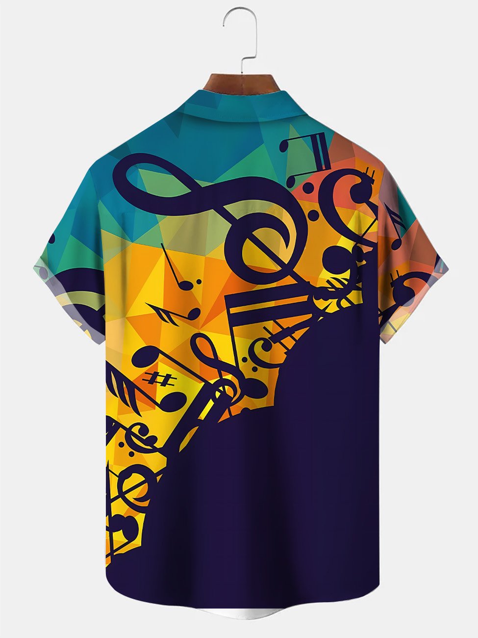 Alohadaddy Retro Music Contrast Button Pocket Casual Short Sleeve Shirt