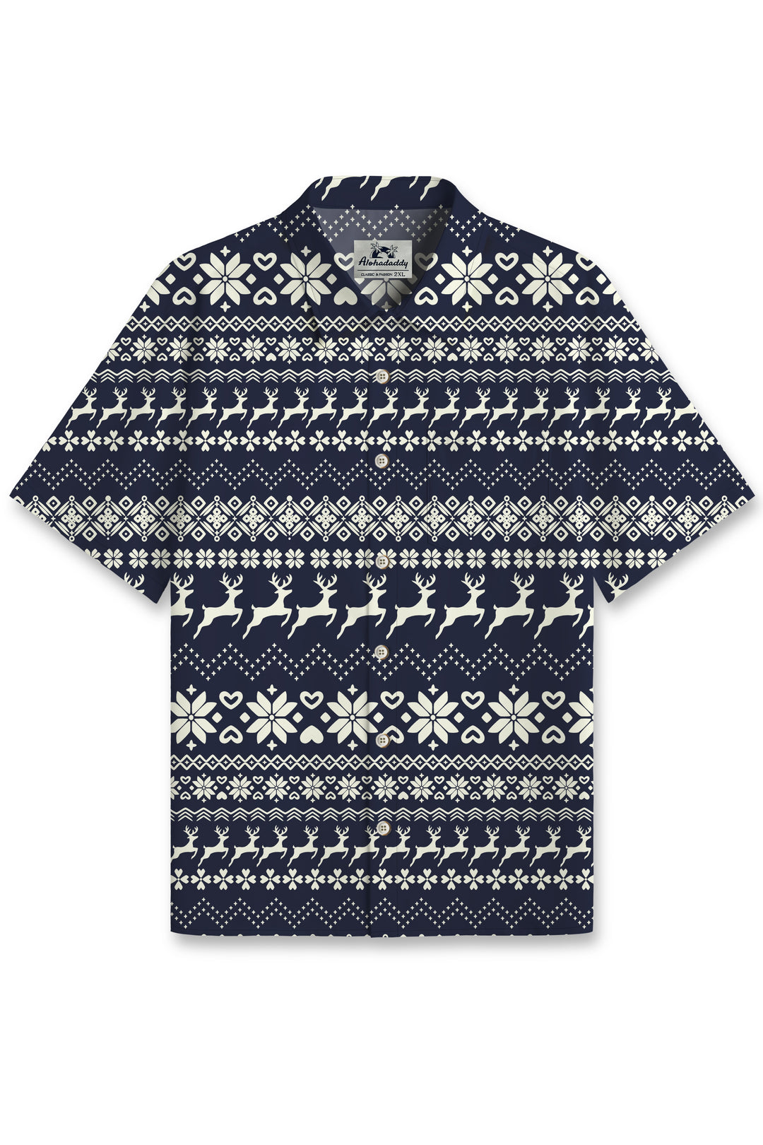 Alohadaddy Christmas Vintage Button Pocket Casual Short Sleeve Shirt
