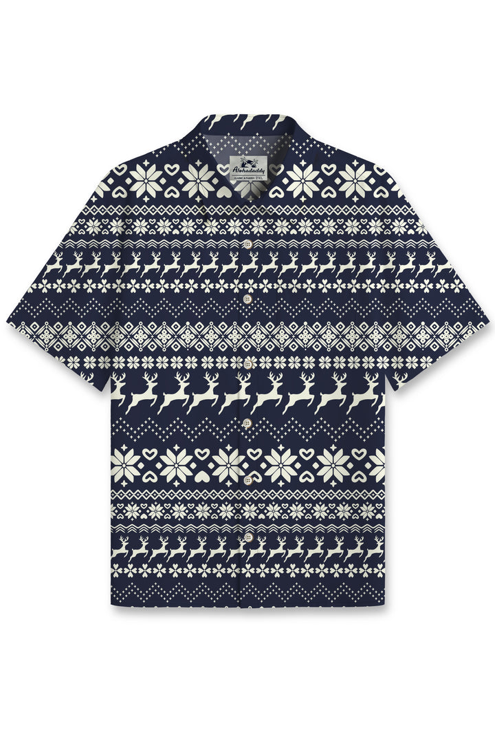 Alohadaddy Christmas Vintage Button Pocket Casual Short Sleeve Shirt