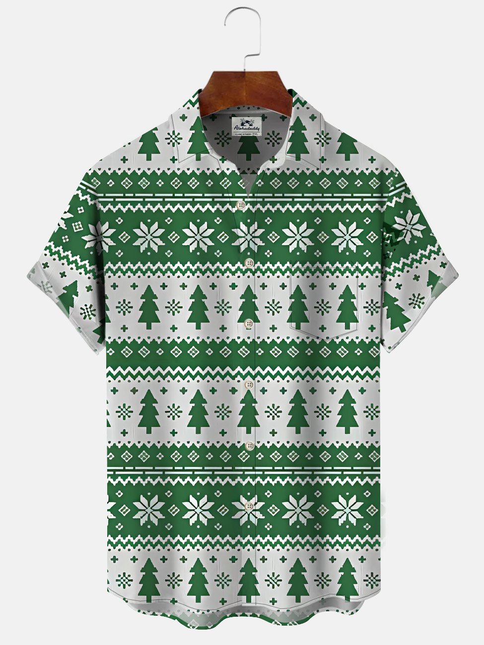 Alohadaddy Christmas Button Pocket Casual Short Sleeve Shirt
