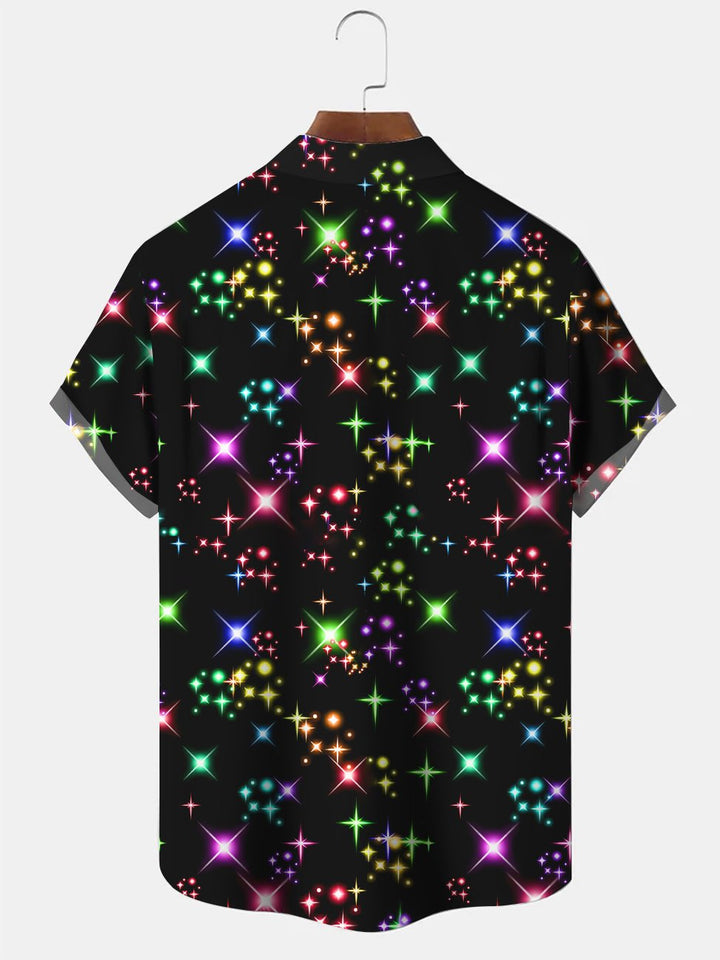 Alohadaddy Christmas Holiday Fluorescent Button Pocket Casual Short Sleeve Shirt