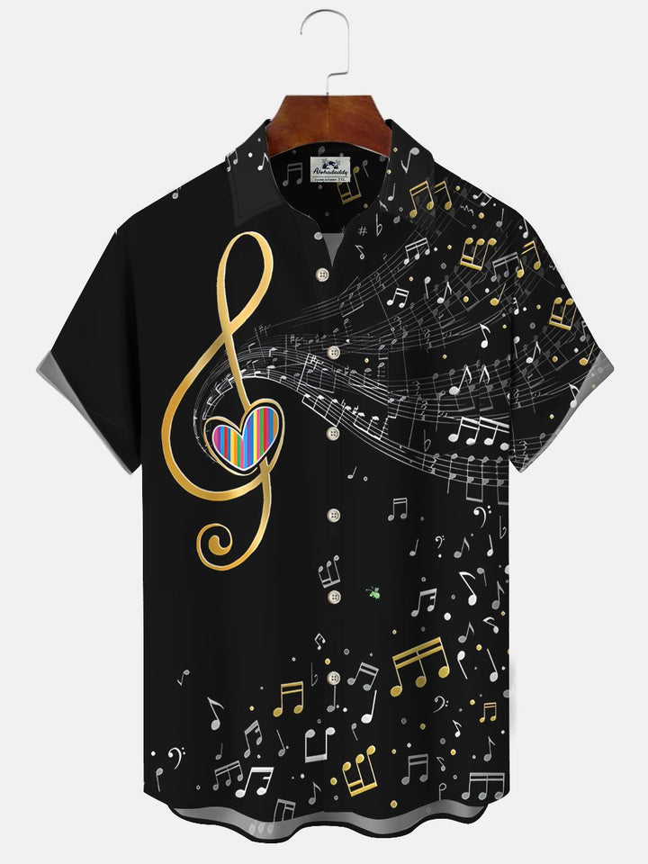 Alohadaddy Music Vintage Button Pocket Casual Short Sleeve Shirt
