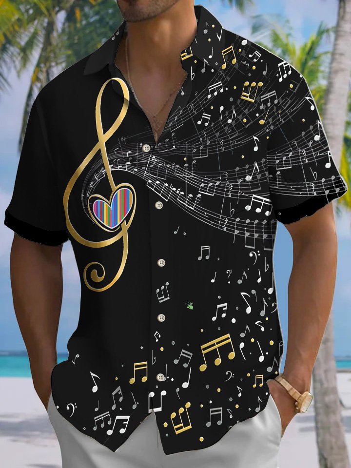 Alohadaddy Music Vintage Button Pocket Casual Short Sleeve Shirt