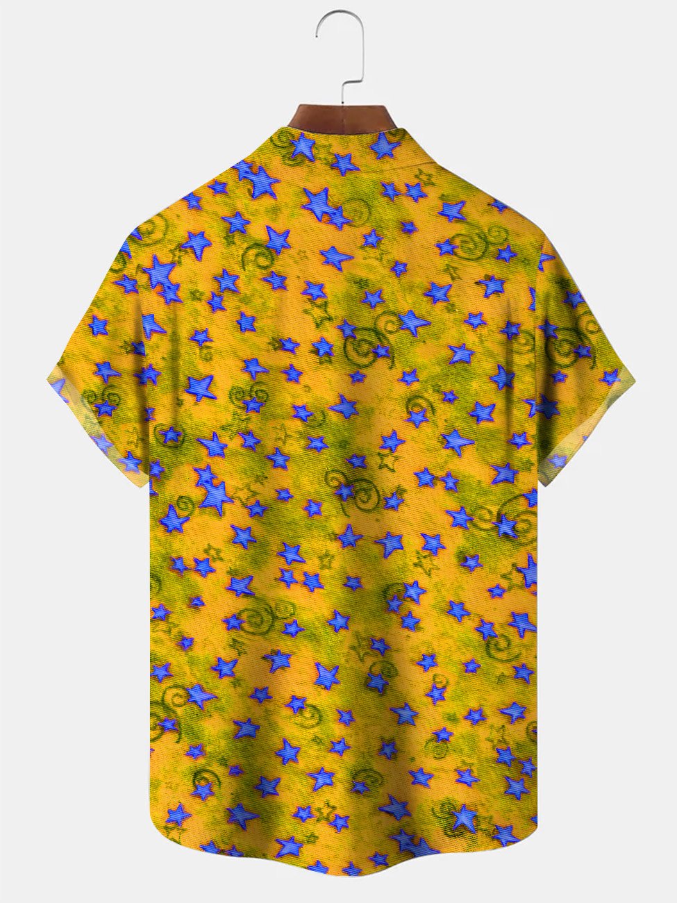 Alohadaddy Star Geometric Pattern Button Pocket Casual Short Sleeve Shirt