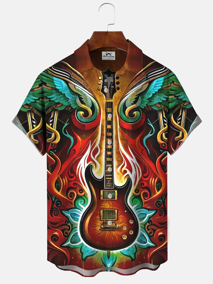 Alohadaddy Music Vintage Button Pocket Casual Short Sleeve Shirt