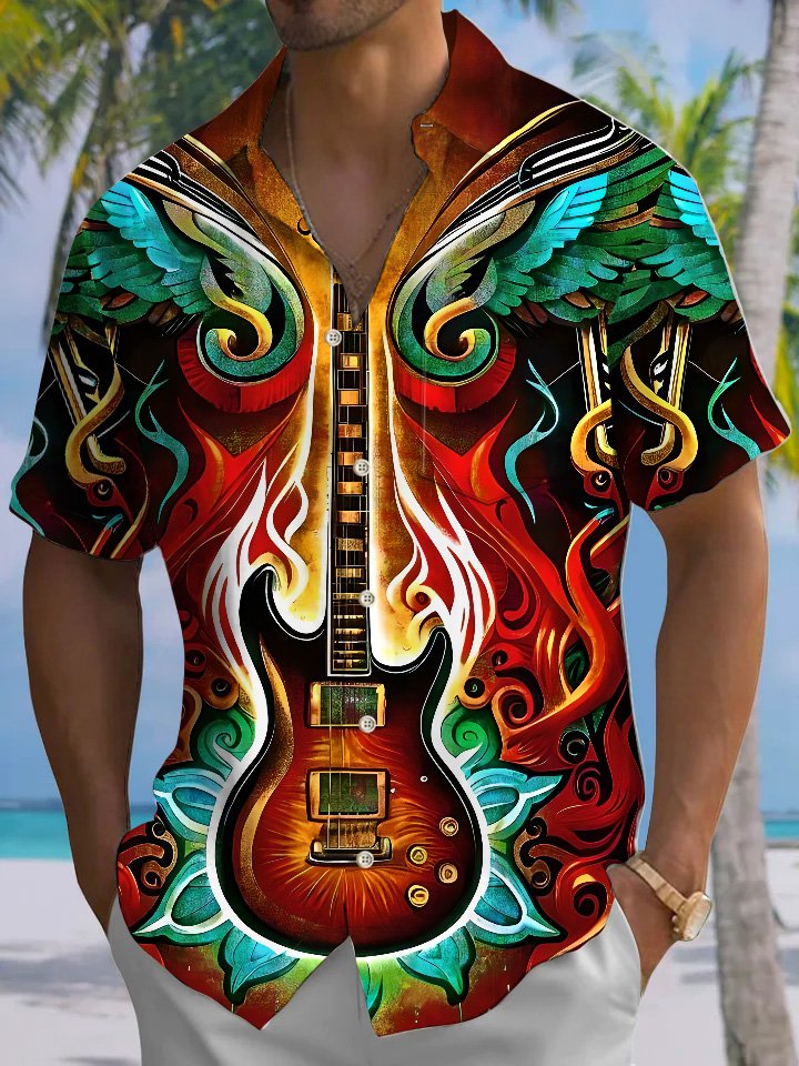 Alohadaddy Music Vintage Button Pocket Casual Short Sleeve Shirt