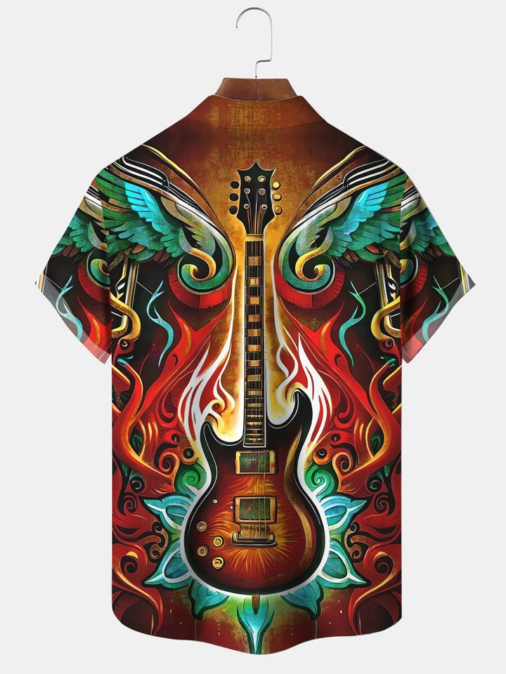 Alohadaddy Music Vintage Button Pocket Casual Short Sleeve Shirt