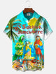 Alohadaddy Beach Parrot Coconut Tree Button Pocket Casual Short Sleeve Shirt