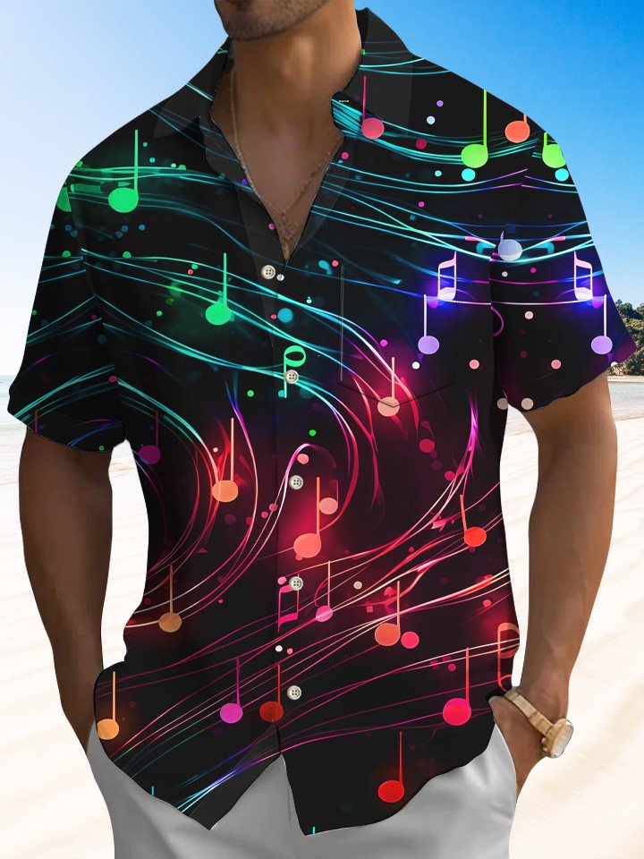 Alohadaddy Music Vintage Button Pocket Casual Short Sleeve Shirt