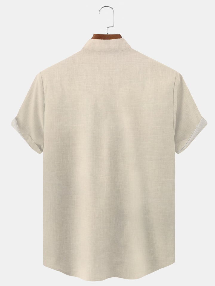 Alohadaddy Bamboo Plant Button Pocket Casual Short Sleeve Shirt