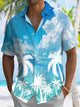 Alohadaddy Beach Coconut Tree Button Pocket Casual Short Sleeve Shirt