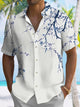 Alohadaddy Plant Peach Blossom Button Pocket Casual Short Sleeve Shirt