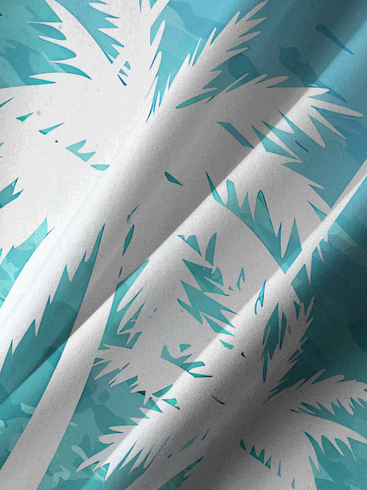Alohadaddy Beach Coconut Tree Button Pocket Casual Short Sleeve Shirt