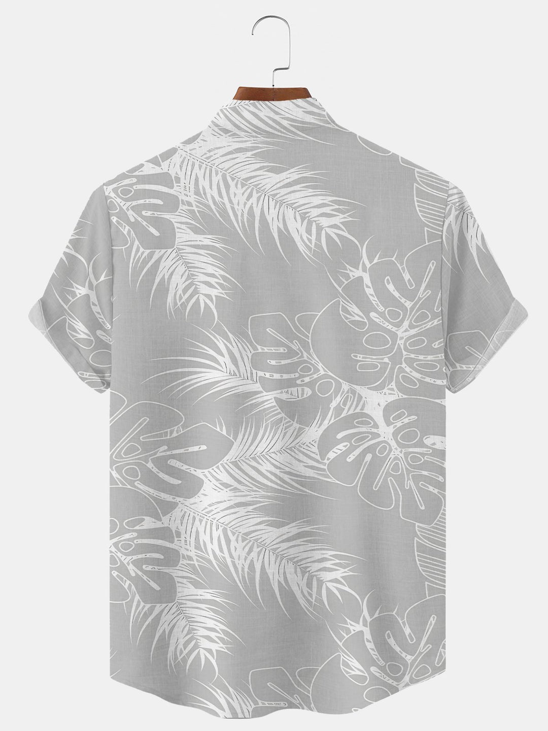 Alohadaddy Coconut Tree Plant Button Pocket Casual Short Sleeve Stand Collar Shirt
