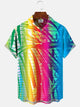 Alohadaddy Gradient Plants Leaves Buttons Pockets Casual Short Sleeve Shirt