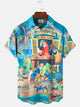 Alohadaddy Plant Coconut Tree Parrot Button Pocket Casual Short Sleeve Shirt