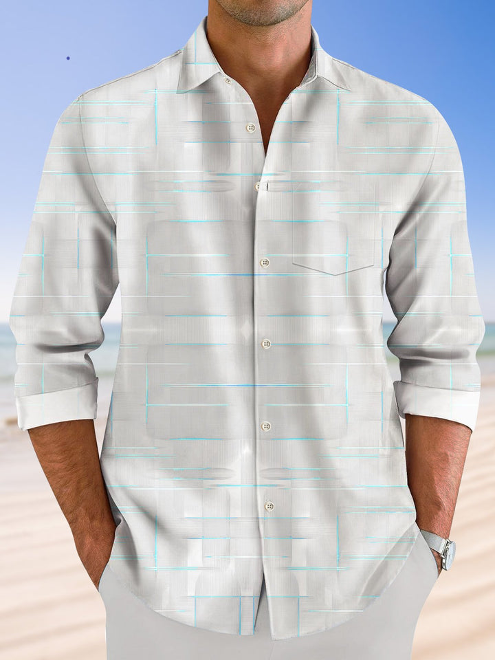 Alohadaddy Geometric Fluorescent Button Pocket Casual Short Sleeve Shirt