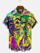 Alohadaddy Mask Music Retro Button Pocket Casual Short Sleeve Shirt