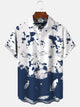 Alohadaddy Plant Leaves Gradient Button Pocket Casual Short Sleeve Shirt