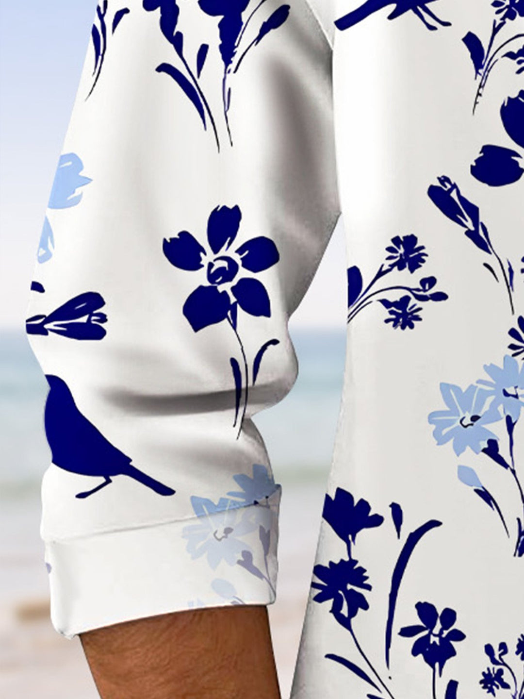 Alohadaddy Plant Flower Leaf Button Pocket Casual Long Sleeve Shirt