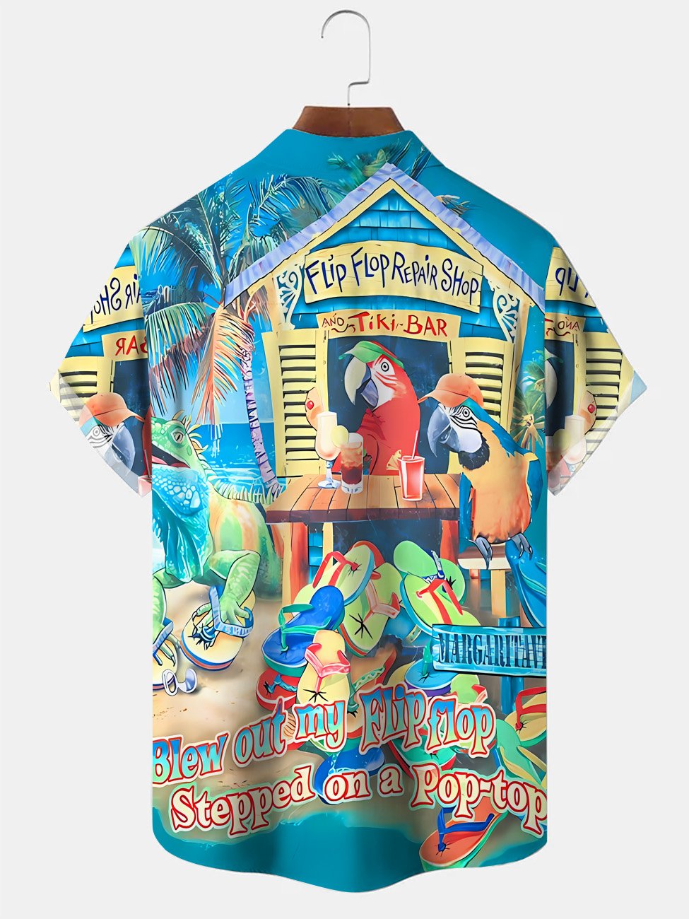 Alohadaddy Plant Coconut Tree Parrot Button Pocket Casual Short Sleeve Shirt