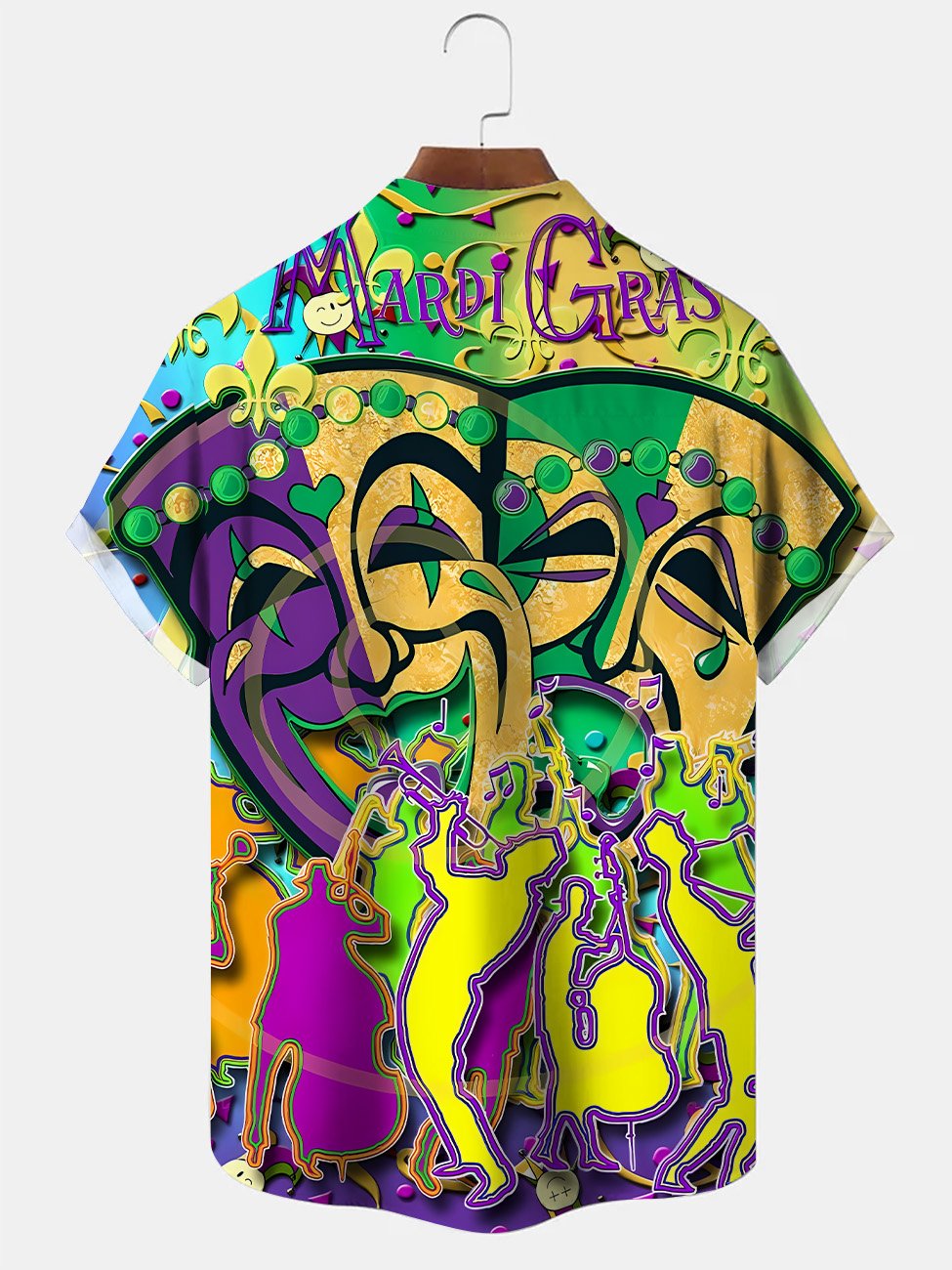 Alohadaddy Mask Music Retro Button Pocket Casual Short Sleeve Shirt