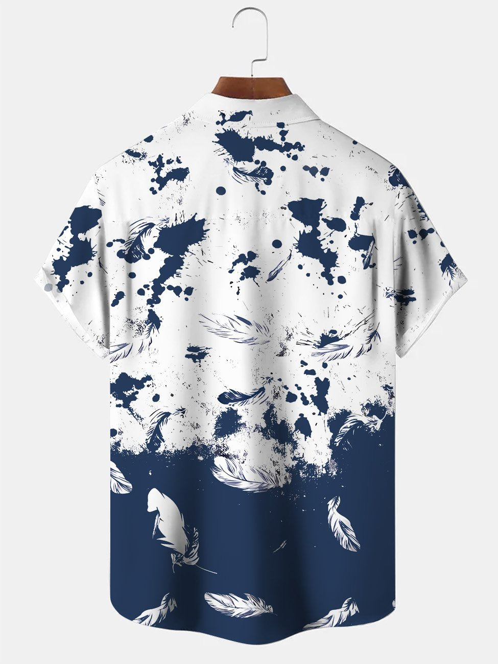 Alohadaddy Plant Leaves Gradient Button Pocket Casual Short Sleeve Shirt