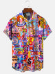 Alohadaddy Geometry Dollar Money Button Pocket Casual Short Sleeve Shirt