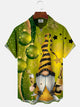 Alohadaddy Four Leaf Clover Christmas Button Pocket Casual Short Sleeve Shirt