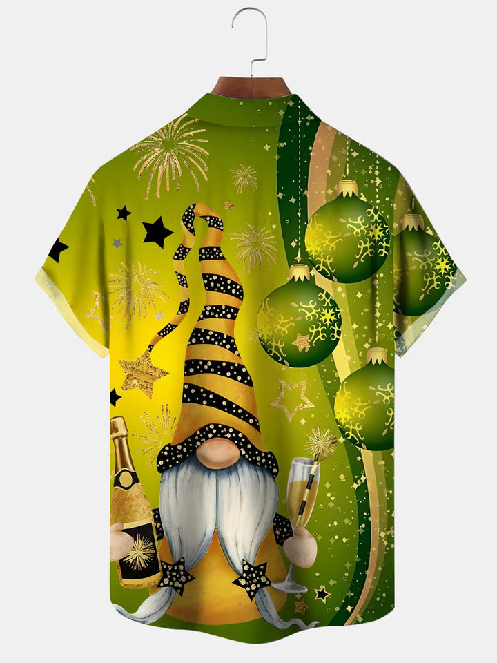 Alohadaddy Four Leaf Clover Christmas Button Pocket Casual Short Sleeve Shirt