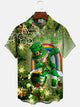 Alohadaddy Christmas Four Leaf Clover Button Pocket Casual Short Sleeve Shirt