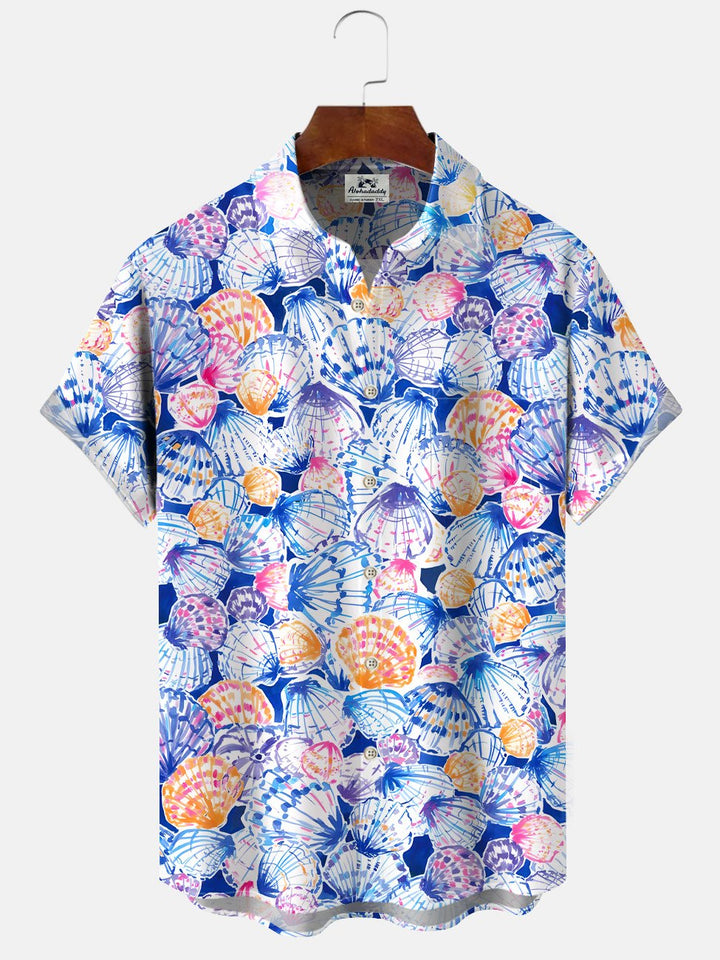 Alohadaddy Ocean Shell Button Pocket Casual Short Sleeve Shirt
