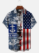 Alohadaddy Vintage Flag Button Pocket Casual Short Sleeve Shirt