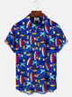 Alohadaddy Coconut Tree Surfboard Button Pocket Casual Short Sleeve Shirt