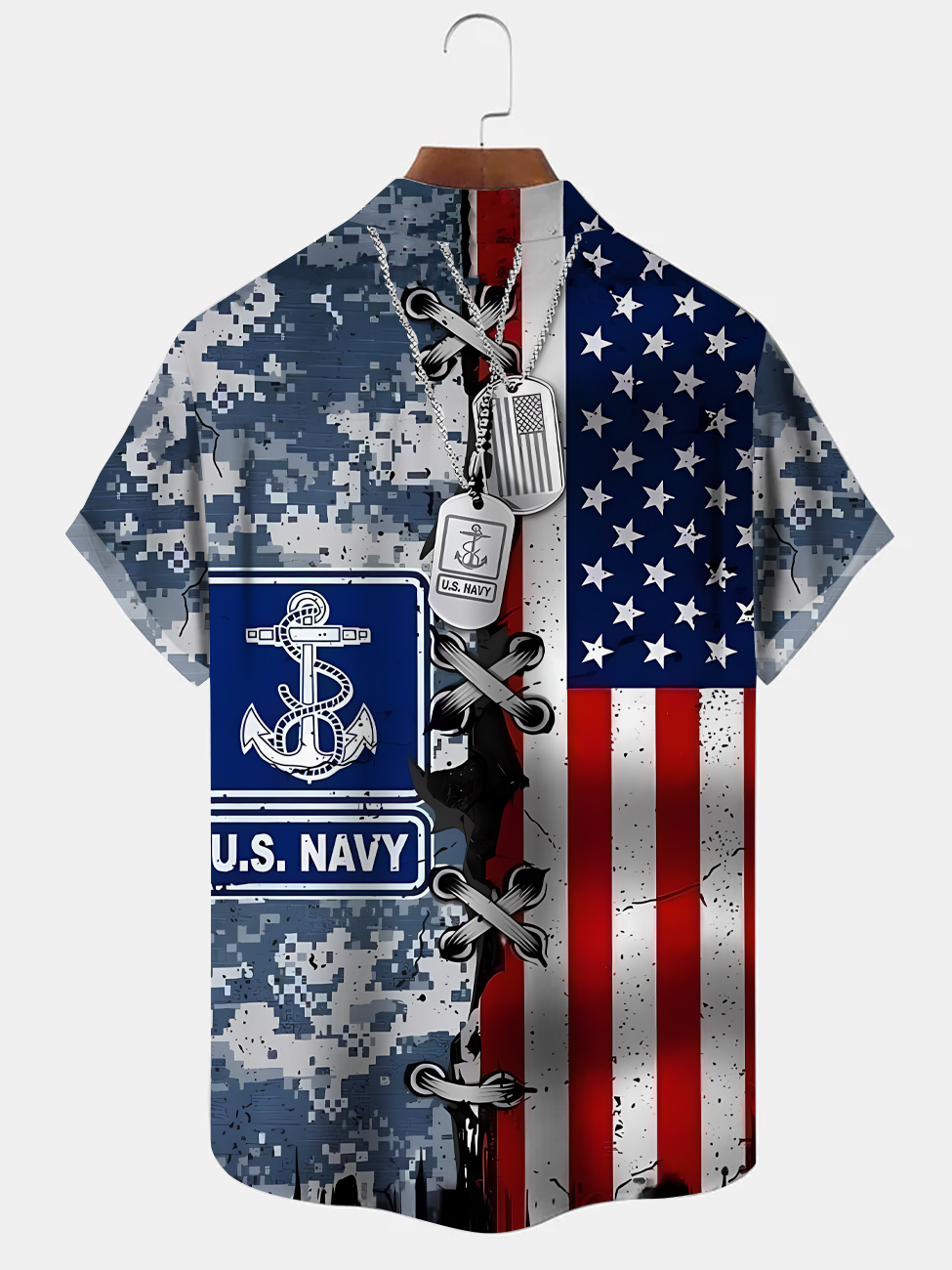Alohadaddy Vintage Flag Button Pocket Casual Short Sleeve Shirt
