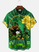 Alohadaddy Christmas Four Leaf Clover Button Pocket Casual Short Sleeve Shirt