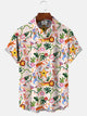 Alohadaddy Hawaii Coconut Tree Beach Button Pocket Casual Short Sleeve Shirt