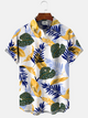 Alohadaddy Plant Coconut Tree Button Pocket Casual Short Sleeve Shirt