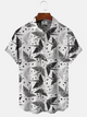 Alohadaddy Geometric Pattern Button Pocket Casual Short Sleeve Shirt