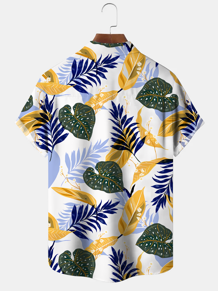 Alohadaddy Plant Coconut Tree Button Pocket Casual Short Sleeve Shirt